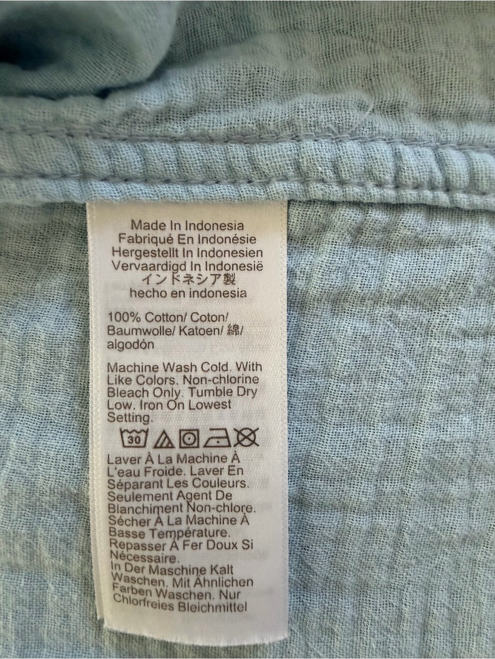 J. Crew Pale Blue Cotton Gauze Button-Down Shirt - Picture 5 of 5